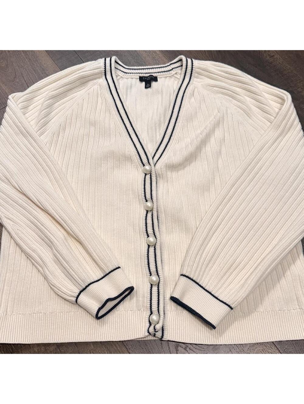 Talbots Women's Cream and Multi Cardigan